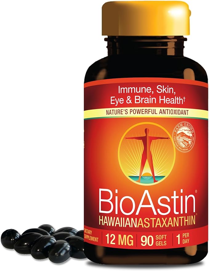 Nutrex Hawaii BioAstin Hawaiian Astaxanthin - 12mg, 90 Softgels - Farm-Direct Premium Antioxidant Supplement to Support Eye, Skin, Joint & Immune System Health - Non-GMO & Gluten-Free