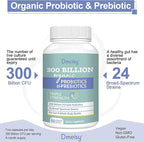 Probiotics for Women and Men, 300 Billion CFU 24 Strains Probiotics + 15 Organic Herbs Prebiotics Blend, Shelf Stable Gut Health Supplement for Digestive Immune & Whole-Body Health, 4 Month Supply