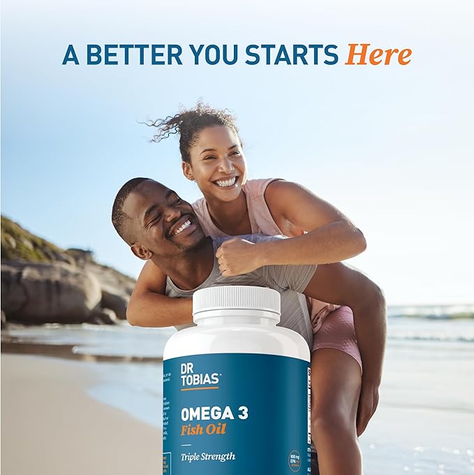 Dr. Tobias Omega 3 Fish Oil 2000mg Triple Strength with 800mg EPA 600mg DHA Per Serving | Fish Oil Omega 3 Supplements for Heart Brain & Immune Support - 60 Softgels (30 Servings)