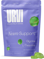 URVI® Neuro Gummies – 500mg Glycine, 150mg L-Theanine (high Potency), Vitamins B1 & B6 for Rest & Sleep, Relaxation, Calm Focus, Stress Relief – Caffeine- & Sugar-Free– Green Tea & Apple – 60 Count