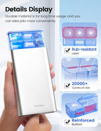 Vaydeer Metal Pill Organizer 3 Times a Day, Weekly Pill Box with Built-in Desiccant Compartment, Airtight 7 Day Travel Pill Case for Medication, Vitamins & Supplements (Silver)