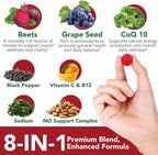 Beets Gummies, Blood Pressure Support, 90 Beet Chews Liposomal Beet Powder for Superior Absorption, Grape Seed for Nitric Oxide, Circulation & Heart Health, Vegan, Non-GMO