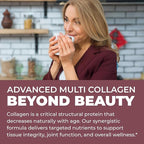 Multi Collagen Peptides Powder Types I, II, III, V, X Multi Collagen Protein Powder with Hyaluronic Acid, Biotin, Vitamin C, For Skin Hair Nails Joints and Gut Health - Keto, Non-GMO Supplement