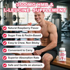 HMB and Leucine Gummies, HMB & Leucine Amino Acid for Muscle Growth, Muscle Relief, HMB Supplements for Men & Women, Vegan, Non-GMO, Raspberry Flavor, 60 Count