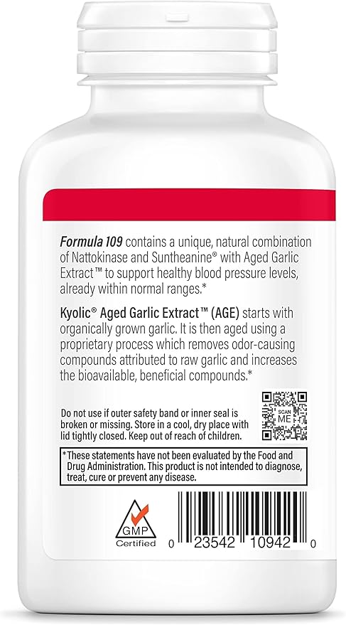 Kyolic Aged Garlic Extract Formula 109, Blood Pressure Health*, 160 Capsules