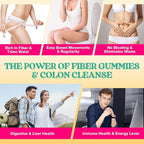 12g Fiber Gummies & Colon Gentle Cleanse - 720 Soft Chews 0 Sugar Fiber Gummies for Adults, 50 B Probiotics, Psyllium Husk & Senna - Colon Detox Cleanse for Gut Health, Regularity & Bloating Relief