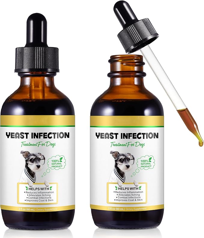 2Pack Yeast Infection Treatment for Dogs - Natural Support Drops for Dog Itch Relief, Ear Infection, Allergy & Inflammation Relief, Dog Yeast Infection Treatment (2 x 2 Fl Oz)
