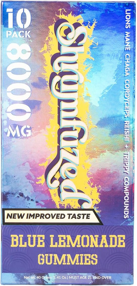 Shrumfuzed Proprietary Nootropic Gummy 8000mg - Now with New Improved Taste - Lion's Mane, Reishi, Chaga, and Cordycep Nootropic Mushroom Blend (10, Blue Lemonade)