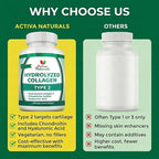 Collagen Type 2 Hydrolyzed Supplement with Chondroitin and Hyaluronic, for Healthy Hair, Skin, and Nails, No Fillers, Additives, and No Artificial Colors - 120 Vegetarian Capsules