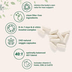 Myo-Inositol & D-Chiro Inositol 2,050mg | 240 Veggie Capsules + Vitamin C, Folate, DIM, & CoQ10 | Inositol Supplement for Women | 40:1 Ratio | Hormonal Balance & Ovarian Support | Filler Free