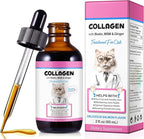 Liquid Collagen for Cats, Cats Collagen Liquid Drops with Biotin, MSM & Ginger Immunity Support, Itch Relief, Skin & Coat and Joint Health Supplement for Cat 60ml