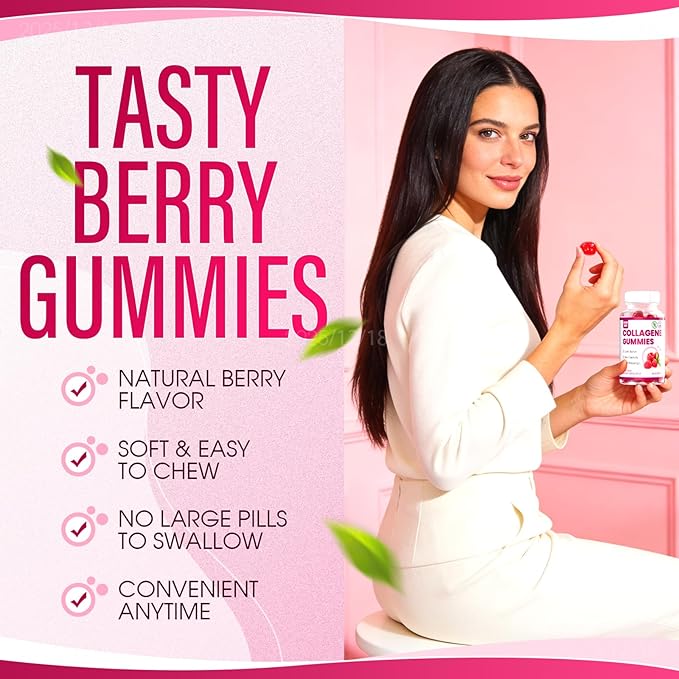 Collagen Peptides Gummies, Collagen Gummies for Women with Type I, II, III, V, X Collagen Peptides, Biotin,& Multivitamins, Promote Skin,Hair,Nail Health