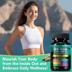 Sea Moss Black Seed Oil Ashwagandha Ginger Capsules, Seamoss Capsules Supplement with Bladderwrack Burdock & Vitamin C Vitamin D3 for Women & Men-Enhanced Immunity,60 Counts