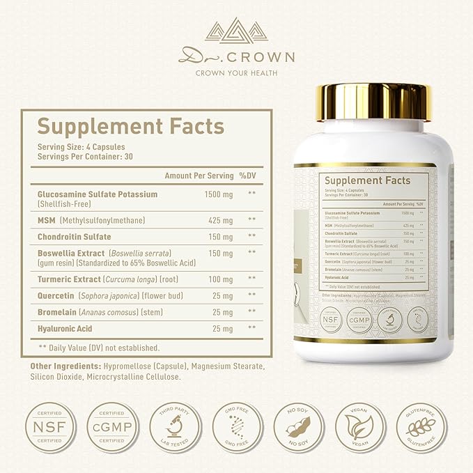 Joints Health Suppplement, Glucosamine Chondroitin MSM - Joint Support Supplement for Women and Men with Turmeric, MSM &Boswellia, for Cartilage, Joint Health and Flexibility - 120 Capsules