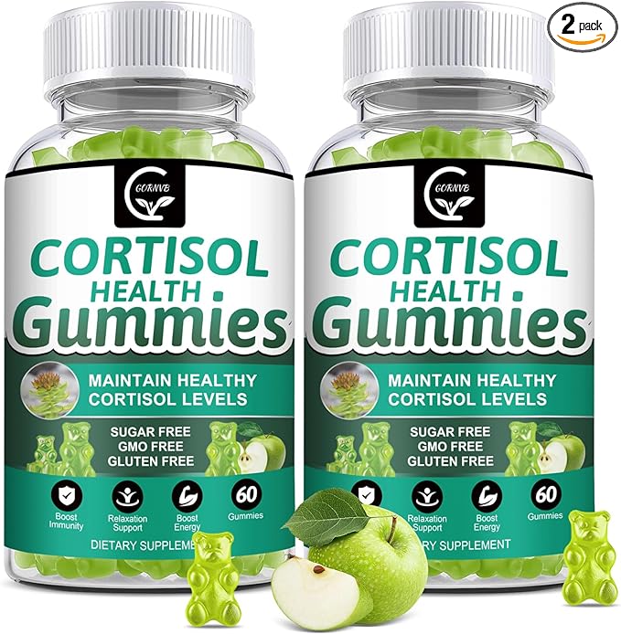 Cortisol Gummies, Cortisol Supplement for Women with Magnesium, Ashwagandha, Rhodiola, Phosphatidylserine, L-Theanine, Black Pepper, Vitamin C & B6 - Relaxation, Focus, Sleep Support - 2 Pack