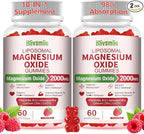 2 Pack Liposomal Magnesium Oxide Gummies 2000mg Complex Ashwagandha,CoQ10, L-Theanine, L-5-MTHF, Methyl B12, Zinc for Sleep & Energy,Stress Relief,Heart Health,Neuro Support