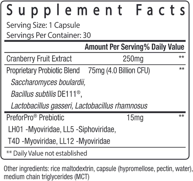 pH-D Feminine Health Support - Women's Health Probiotic with Prebiotic Blend, Cranberry Fruit Extract - Oral Supplement - 30 Count