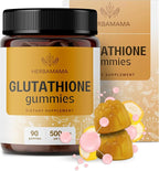 HERBAMAMA Reduced Glutathione Gummies - 500mg L-Glutathione for Liver Cleanse Support - Vegan, Non-GMO Liver Supplement - 90 Pectin-Based Banana-Flavored Chews.