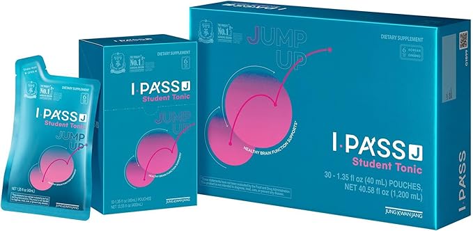 JungKwanJang i-Pass Junior Dietary Supplement- Korean Red Panax Ginseng Extract - Support Immune System, Memory Improvement and Concentration, Productivity - 30 Pouches