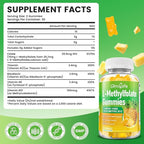 L-Methylfolate 15 mg Gummies with Methyl B12, Methylated B1, B2, B6, Active 5-MTHF & High Absorption - Supports Brain Health & Immune System, Pineapple Flavor, 60 Count