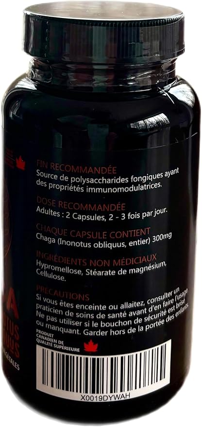 Chaga Mushroom Capsules Supplement for Immune Health Support - 120 Vegetarian Capsules