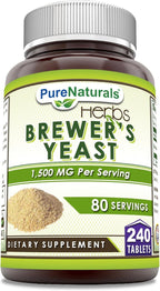 Pure Naturals Brewer's Yeast Supplement | 1500 Mg per Serving | 240 Tablets | Non-GMO | Gluten-Free | Made in USA