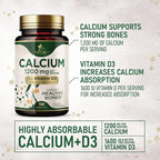 Calcium 1200 mg with Vitamin D3 Per Serving - Bone Health Supplement, Vitamin D & Calcium Supplements for Women & Men - Bone, Teeth & Immune Support, Nature's Calcium Pills, USA Bottled - 180 Tablets