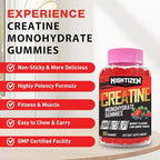 Creatine Monohydrate Gummies for Men & Women, Creatine for Women Chewables Creatine Monohydrate with Taurine & Vitamin B12, Pre-Workout Gummies for Max Strength, Energy & Endurance, Berry 60 Counts
