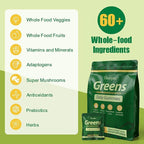 Greens Daily Gummies, Superfood Fruits and Veggies Blend with Spirulina, Chlorella, Prebiotics & Fiber, Adaptogens Multivitamin Supplement for Women & Men Digestive Health, Non-GMO, 240 Count