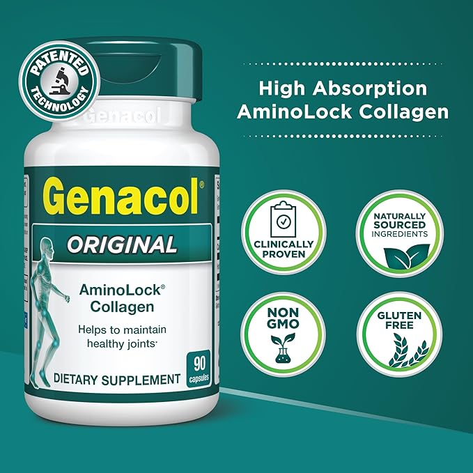Collagen Peptides Joint Supplements for Men & Women by Genacol | Exclusive Hydrolyzed Collagen Pills | Helps Maintain Healthy Joints | Colageno Hidrolizado | Genacol Original 180 Capsules
