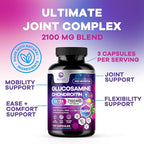 Glucosamine Chondroitin & MSM - 3x Strength Joint Support Supplement for Mobility & Comfort - Glucosamine Complex with Turmeric, Boswellia, Bromelain & Quercetin - Bottled in USA - 120 Capsules
