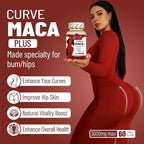 Maca Plus Gummies 3000mg, Glute Boost Vitamins for Women, Supports Curves, Energy & Skin Health, Strawberry Flavor, Vegan, 60 Count
