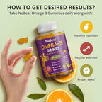 NuBest Omega 3 Gummies for Kids & Teens with Flaxseed Oil | Supports Brain Growth, Mental Clarity, Focus, and Eye Health | No Added Sugar | Orange Flavor | 60 Premium Vegan Gummies | 1 Month Supply