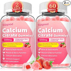2 Pack Calcium Citrate Gummies, Calcium Supplements for Women & Men, High Absorption Calcium Gummies with Vitamin D3, Magnesium & Zinc for Muscle, Bone & Immune Support, Strawberry Flavor