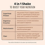 KOS Plant Based Protein Powder, Chocolate USDA Organic - Low Carb Pea Protein Blend, Vegan Superfood with Vitamins & Minerals - Keto, Soy, Dairy Free - Meal Replacement for Women & Men - 15 Servings