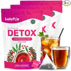 LULUTOX Detox Tea - Herbal Blend with Dandelion, Ginseng, and Ginger - Supports A Healthy Weight, Digestive Health - Vegan, All Natural, Laxative-Free - Peach Flavor (3 Pack x 28 Servings)