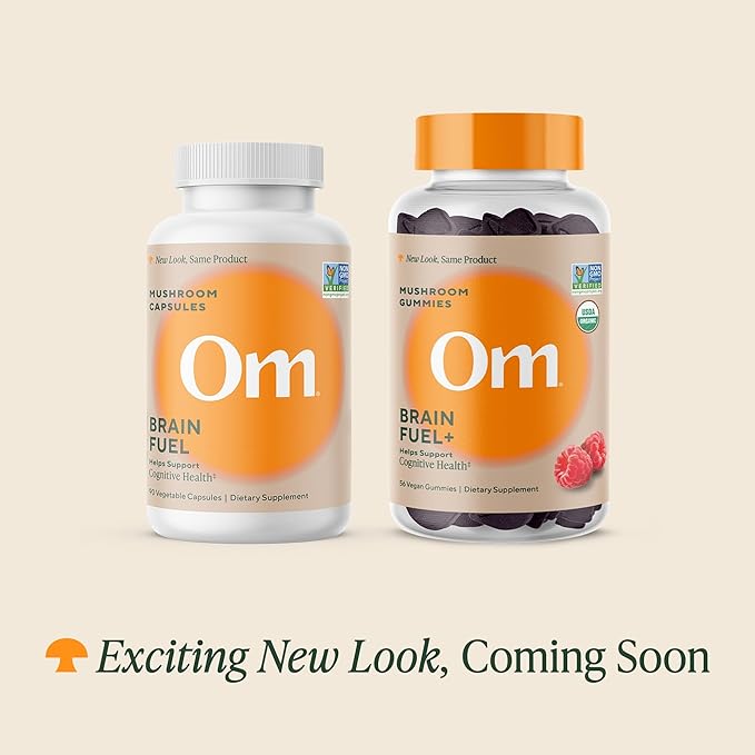 OM MUSHROOM SUPERFOOD Brain Fuel+ Gummies – USA Grown Organic Lion’s Mane – Supports Memory, Focus & Cognitive Function – Raspberry Flavor – 28 Servings, 56 Count.