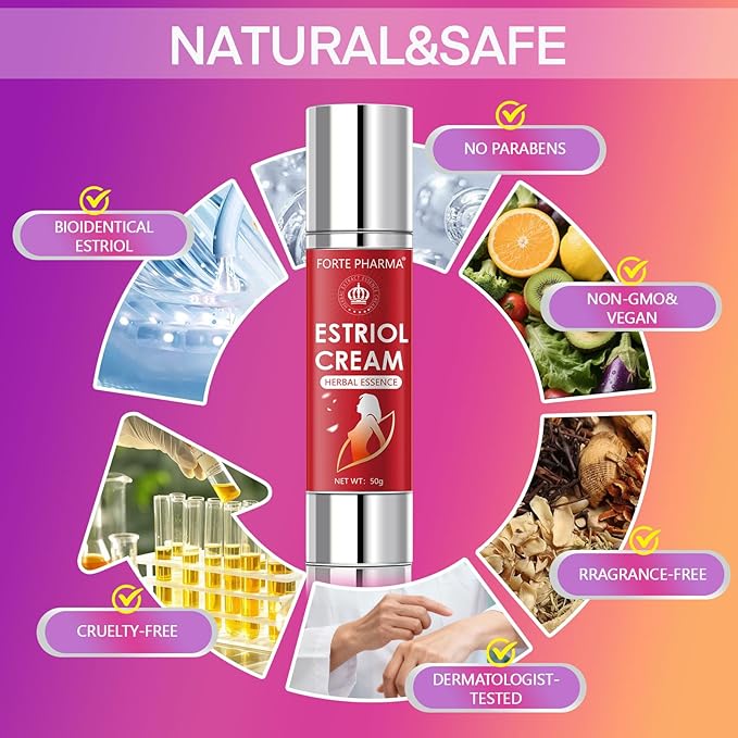 Bioidentical Estriol Cream for Women Menopause Relief - Intimate Vaginal Moisturizing Peach Cream for Women - for Vaginal Dryness & Vulva Itch – 50g / 1.76 oz