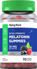 Piping Rock Melatonin Gummies 10mg | 70 Count | Berry Flavor Supplement | Vegan, Non-GMO, Gluten Free