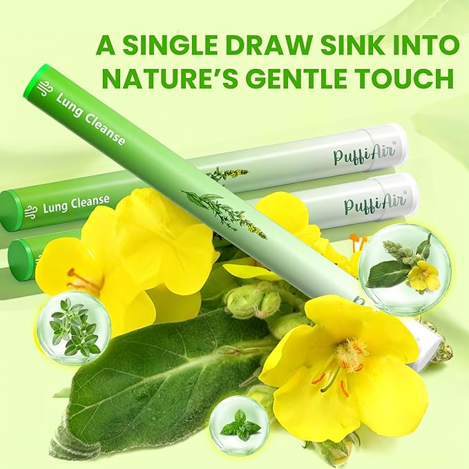 Herbal Diffuser Pen, Detox Diffuser with Mullein, Thyme & Mint for Better Breathing, All Natural Swap - Up to 600 Uses (Varies by Usage), 3 Diffusers, 1 Pack