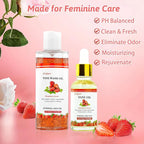 Natural Feminine Wash Yoni Wash Yoni Oil Set, Cleanse - Remove Odor - pH Balance for Women, 1 fl.oz Feminine Oil & 6.7 fl.oz Intimate Wash with Cleaning Factor - Strawberry Scent