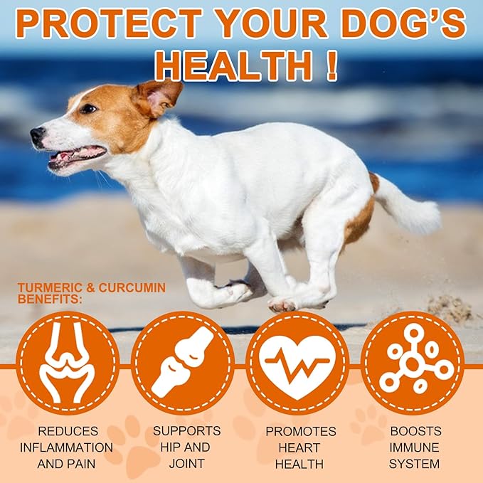 Uruses Turmeric Curcumin for Dogs, Hip & Joint Support, Heart Health Support, Immune System Booster, Dog Joint Supplement for All Ages Breeds & Sizes, 180 Chewable Tablets, Peking Duck Flavor