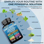 Corti-Soothe Cortisol Supplement for Women and Men with Magnesium Glycinate 200mg, L-Theanine 150mg, Phosphatidylserine 50mg & Manager Holy Basil Ginkgo Biloba Bacopa Monnieri Valerian 60 Capsules