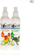 No Scent – Bird & Reptile - Safe, Effective Waste Odor Control Spray for Cages, Aviaries, Terrariums, and Enclosures, Multi-Pack, (Contains 2 8oz. Bottles - 1 Bird & 1 Reptile)