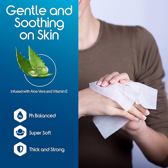 Inspire Adult Wet Wipes, Wash Cloths, Incontinence & Cleansing for Elderly Extra Large, 8"x12" (Pack of 8)