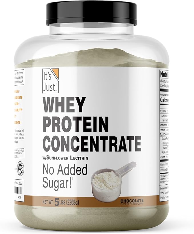 It's Just! - 100% Whey Protein Concentrate, Made in USA, Premium WPC-80, Natural Cocoa Powder (5 Pound, Chocolate)