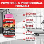 Creatine Monohydrate Gummies for Men & Women, Creatine for Women Chewables Creatine Monohydrate with Taurine & Vitamin B12, Pre-Workout Gummies for Max Strength, Energy & Endurance, Berry 60 Counts