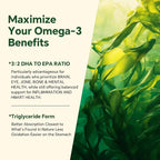 Vegan Omega 3 Gummies 1200mg - Dual Layer - Fish Oil Alternative, Marine Algae Omega 3 Supplement DHA 600mg, EPA 400mg with Astaxanthin,Sugar Free,60 Cts