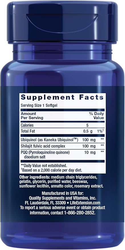 Life Extension Super Ubiquinol CoQ10 with PQQ, coenzyme Q10, pyrroloquinoline Quinone, Heart Health Supplement, Maximum Absorption, 100 mg, Non-GMO, Gluten-Free, 30 softgels