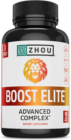 Zhou Boost Elite - Energy Supplement, Natural Muscle Support Pills for Men with Tribulus, Fenugreek, Zinc, Tribulus, Ginseng, and Maca, Gluten Free, Non-GMO - 90 Veggie Capsules
